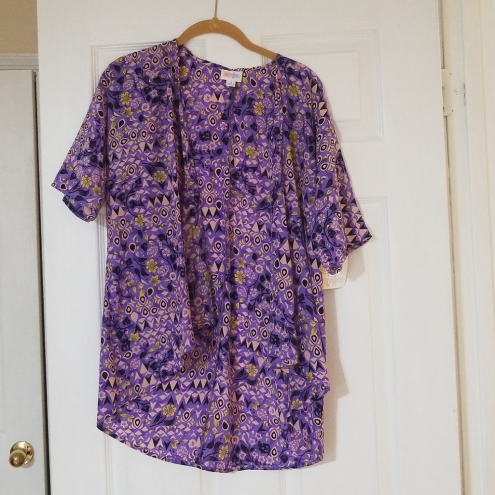 LuLa Roe Cover up. Purple, gold, black.